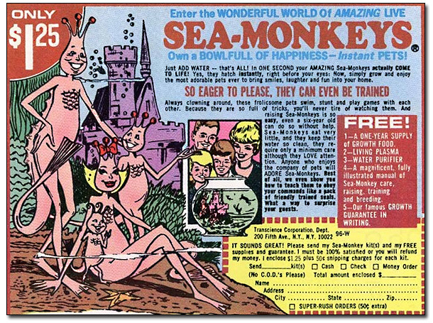 The 1978 Sea-Monkeys comic book ad from my youth. Source is an Ebay listing with free usage rights.