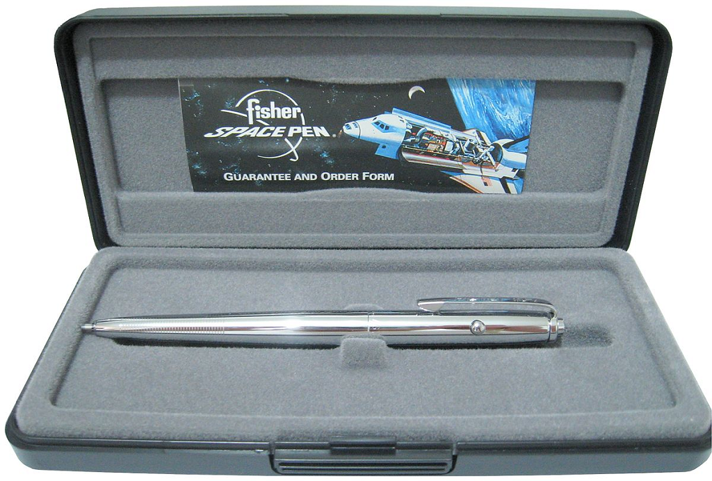 The Fisher Space Pen. Image courtesy of Bing images with filter set to free to modify and use commercially.