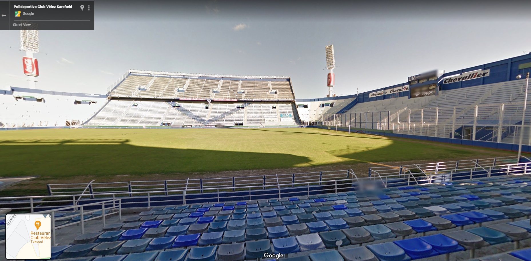 View of where I sat in Estadio José Amalfitani the stadium of the Argentine soccer club Vélez Sarsfield (image courtesy of Google Maps).